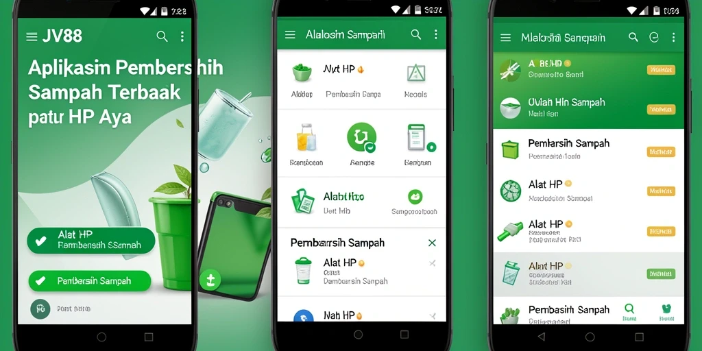 Tampilan antarmuka aplikasi Pembersih Sampah JV88 yang bersih dan modern.