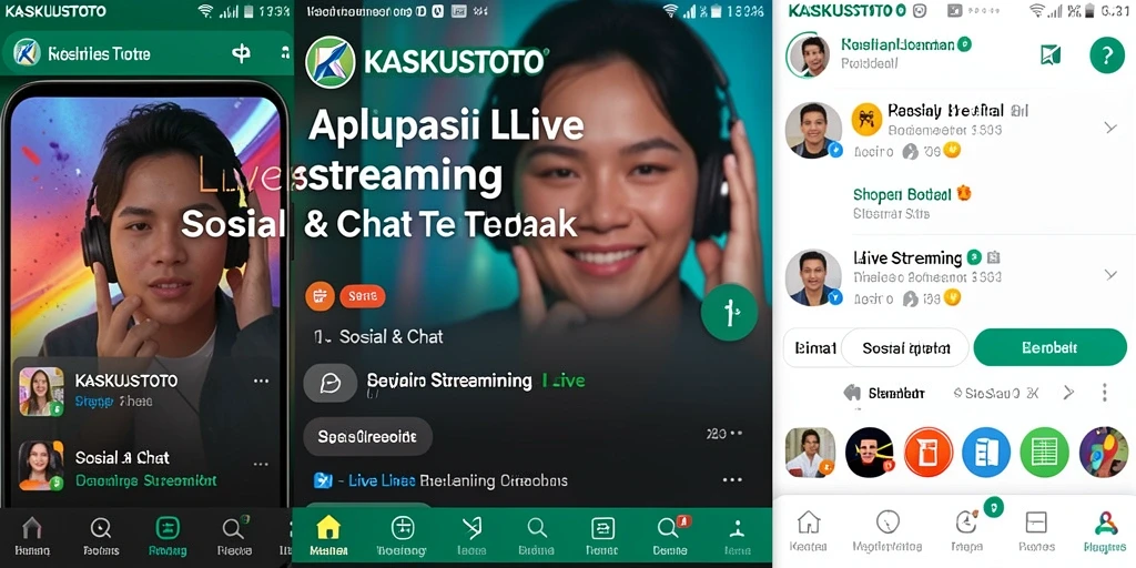 Antarmuka KASKUSTOTO menampilkan berbagai kategori Live Streaming dan fitur interaksi pengguna.