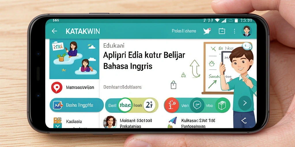 Antarmuka aplikasi KATAKWIN yang menarik untuk Belajar Bahasa Inggris.