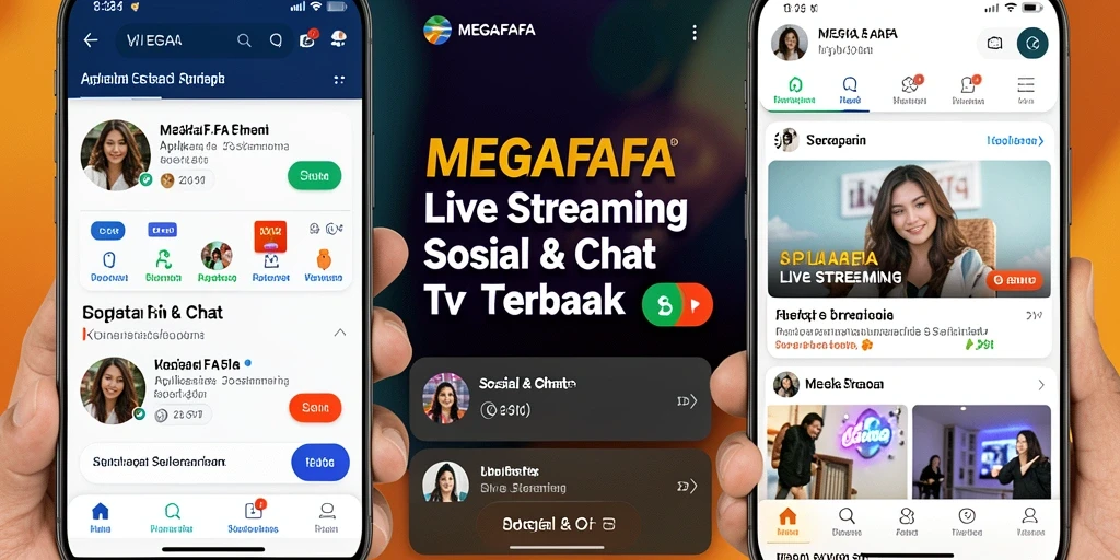 Antarmuka menarik dengan fitur Live Streaming interaktif MEGAFAFA.