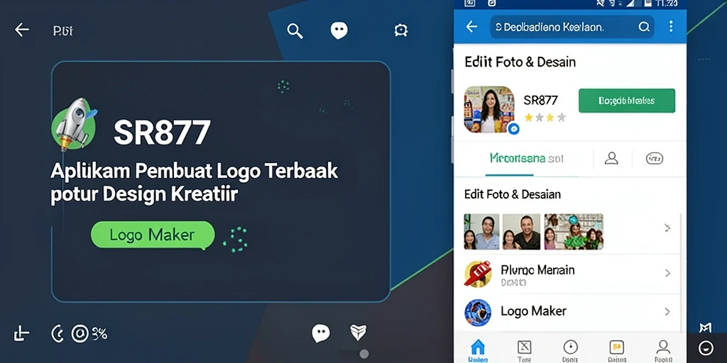 Tampilan antarmuka aplikasi SR877 untuk pembuatan logo yang inovatif.