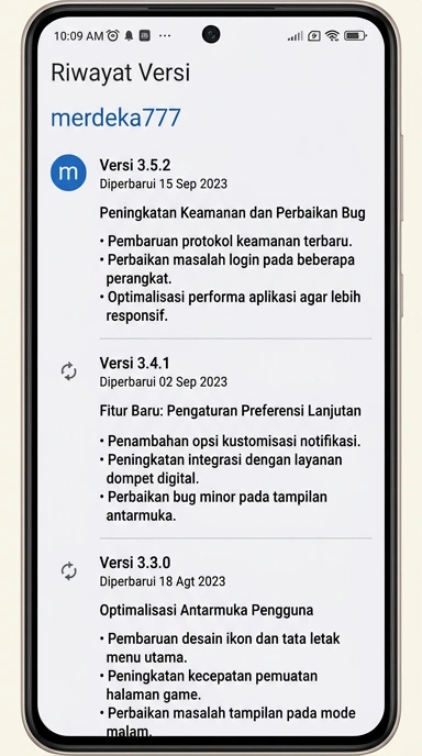 Riwayat Versi Merdeka777 untuk Pengguna Android